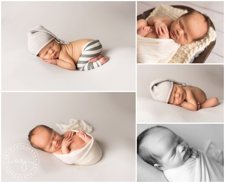 newborn boy poses